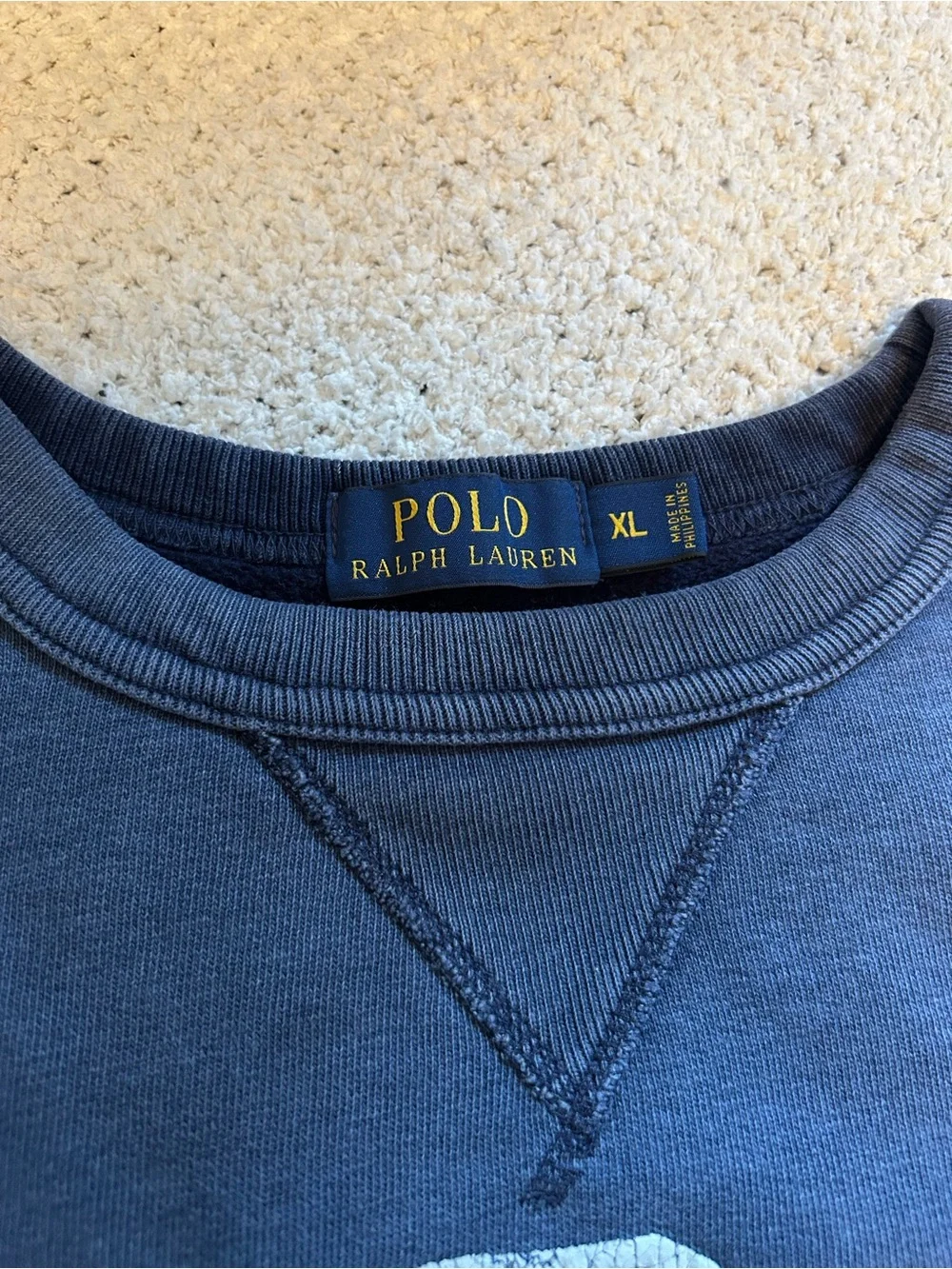 XL Vintage Polo Ralph Lauren Bulldog Sweatshirt P.R.L N. Eastern Dist 14 Champs